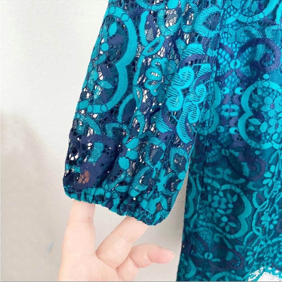 NWT Lilly Pulitzer Georgi Dress Valencia Teal Two Tone Carnival Lace Size 0 - Picture 10 of 12